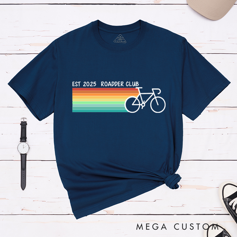 Personalized Cycling T-Shirt with a Bicycle and Vibrant Rainbow Stripes for Outdoor Adventures Riding Cycling Biking Enthusiasts