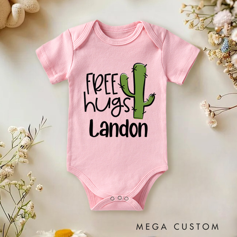 Personalized Cactus Free Hugs Baby Onesie Newborn Gift