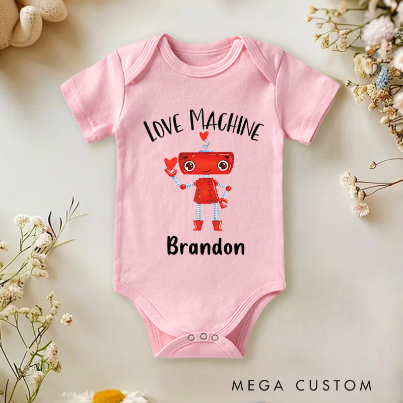 Personalized Love Machine Robot Baby Onesie Valentine's Baby Gift