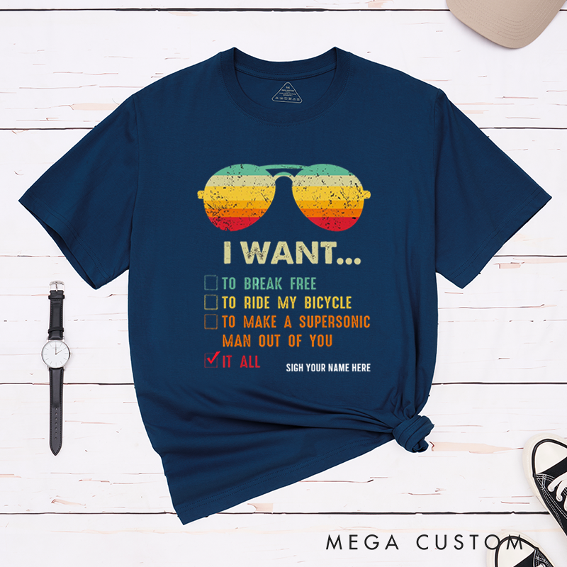 Personalized Retro Sunglasses Graphic T-Shirt Music and Adventure Lovers for Outdoor Adventures Riding Cycling Biking Enthusiasts