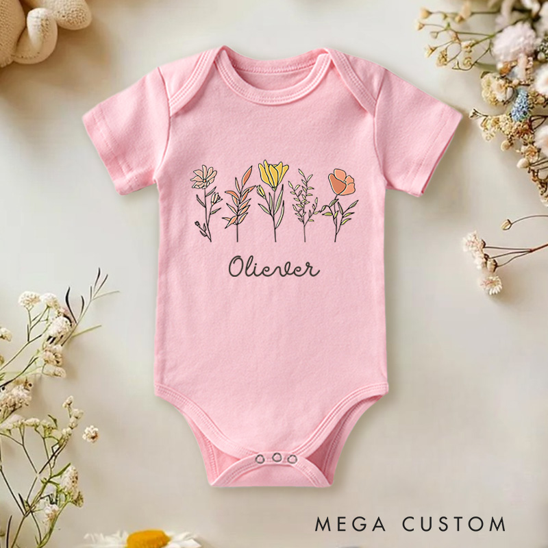 Personalized Little Wildflower Baby Onesie Baby Shower Gift for Girl