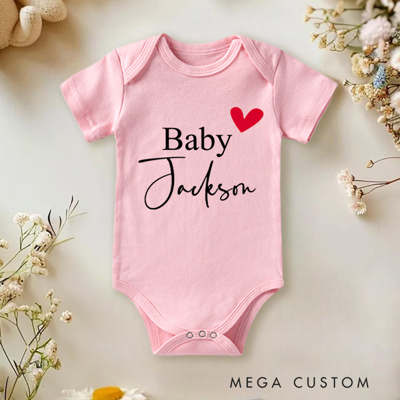 Personalized Baby Heart Name Baby Onesie Baby Shower Gift