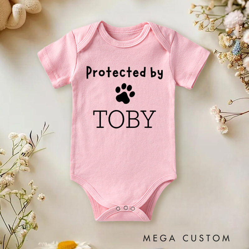Personalized Protected by Paw Print Baby Onesie Pet Lover Gift