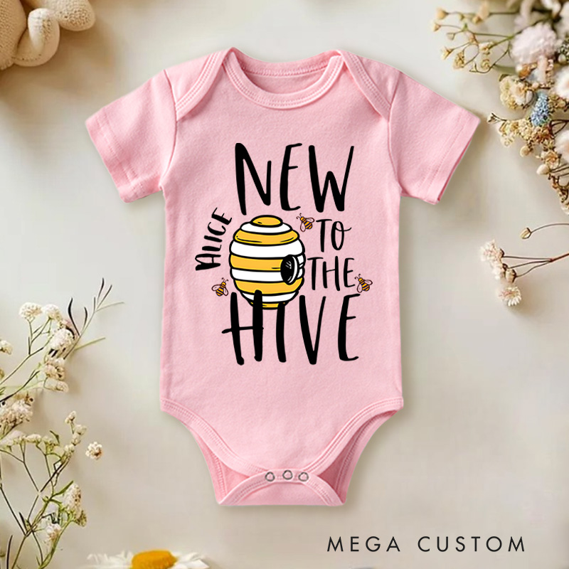 Personalized New to the Hive Bee Baby Onesie Baby Shower Gift