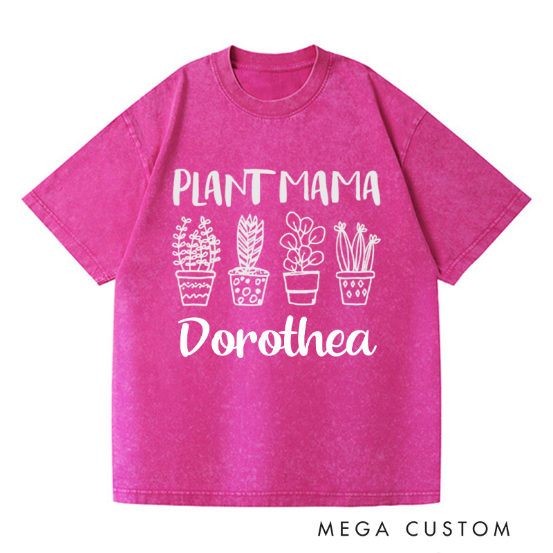 Personalized Plant Mama Washed T-Shirts Crazy Plant Lady Shirt Plant Shirt Plant Lover Gift Mother's Day Gift Gardening Shirt Gardener Shirt