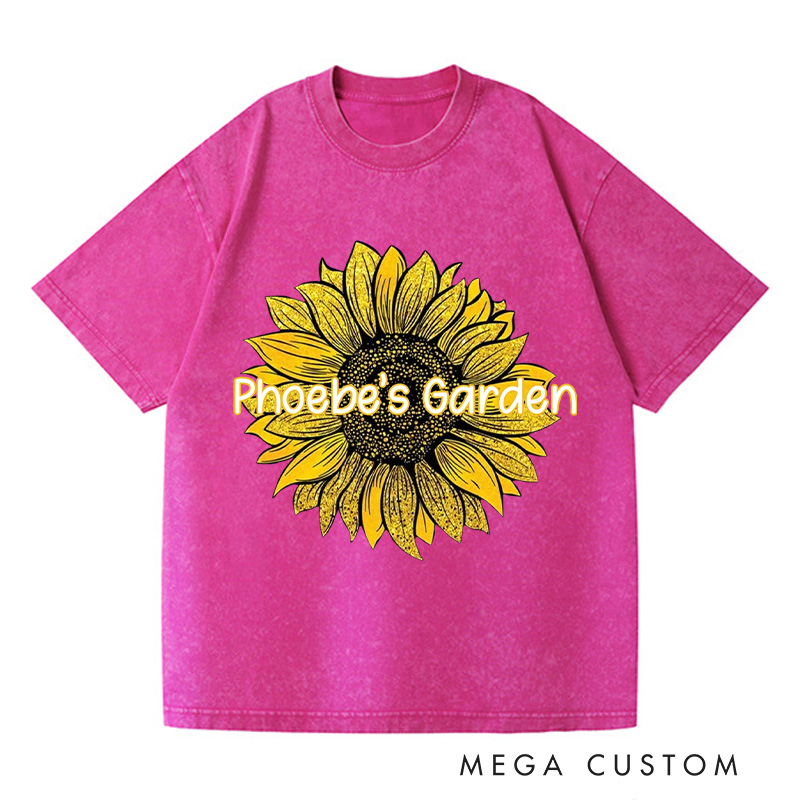 Personalized Sunflower Washed T-Shirts Plant Shirt Plant Lover Shirt Garden Shirt Gardener Shirt Gardening Lover Gift Garden Gift