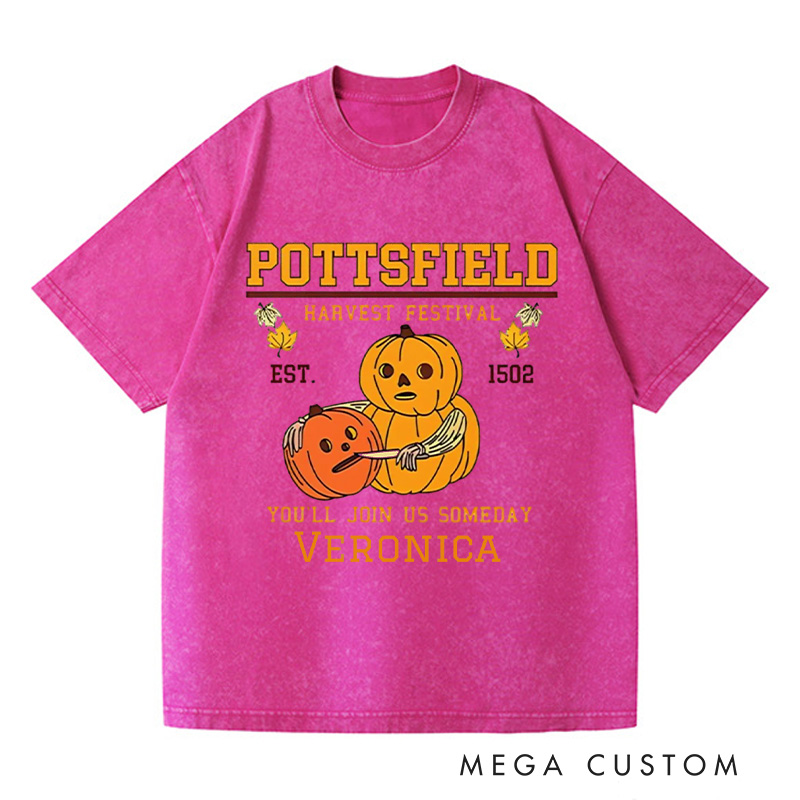 Personalized Pottsfield Harvest Festival Washed T-Shirts Pumpkin Carver Shirt You'll Join Us Someday Shirt Gardening Shirt Halloween Shirt