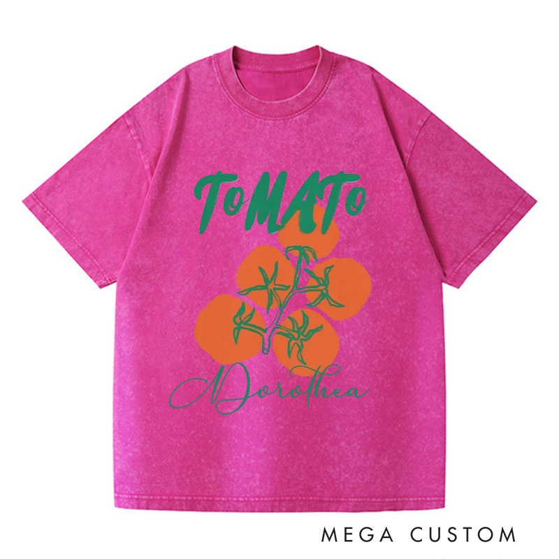 Personalized Tomato Washed T-Shirts Garden Shirt Farmers Market T Shirt with Name Gardening Shirt Garden Shirt Plant Lover Gift Gardener Gift