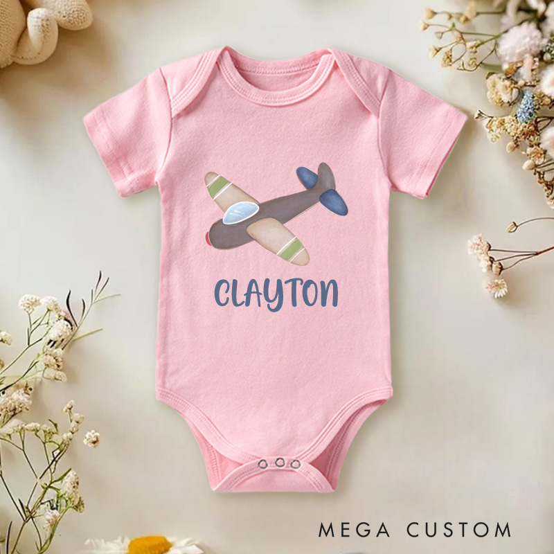 Personalized Airplane Baby Onesie with Your Name Birthday Gift for Baby