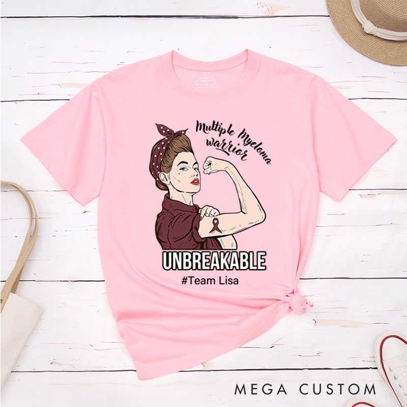 Personalized Multiple Myeloma Awareness Warrior Unbreakable T-Shirt