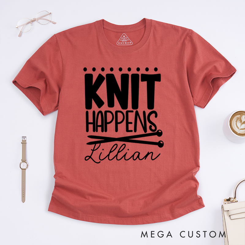 Personalized Knit Happens Classic T-Shirts Gift for Knitting Lover knitting gift