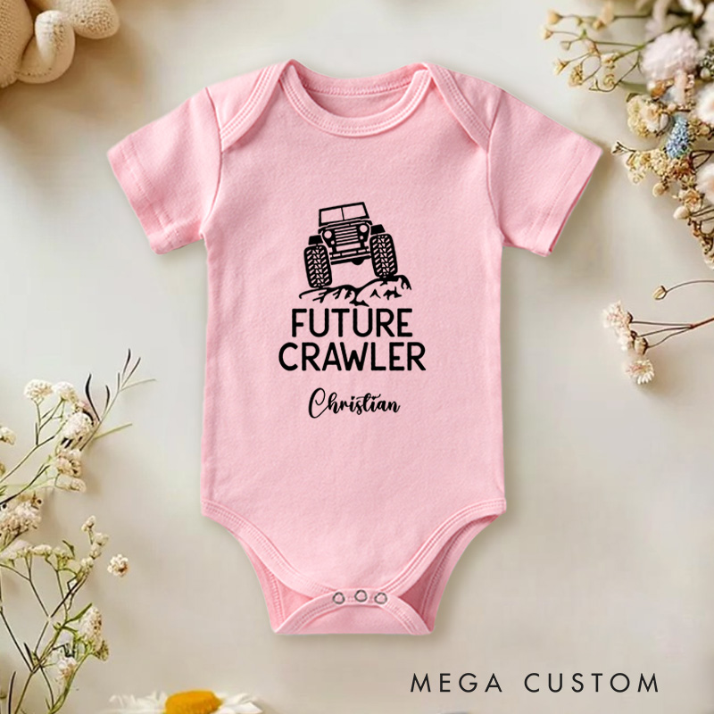 Personalized Future Crawler Off Road Adventure Design for Little Explorers Baby Onesie
