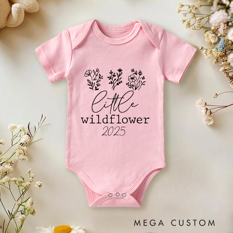 Personalized Little Wildflower Baby Onesie Baby Shower Gift Boho Baby Girl Gift