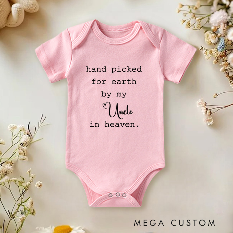 Personalized Hand Picked for Earth by My Angel Heartfelt Baby Design Baby Onesie