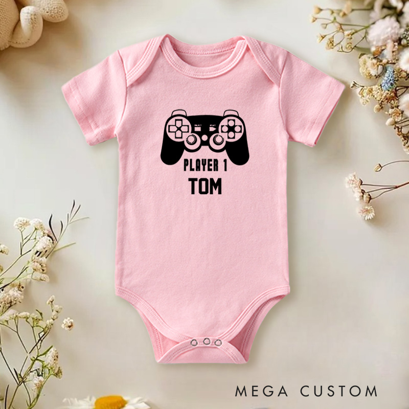Personalized Player One Gaming for Fun and Family Baby Onesie
