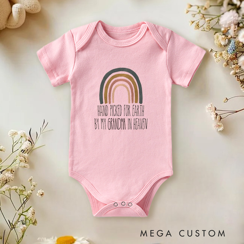 Personalized Hand Picked for Earth by My Heartfelt Rainbow Baby Onesie