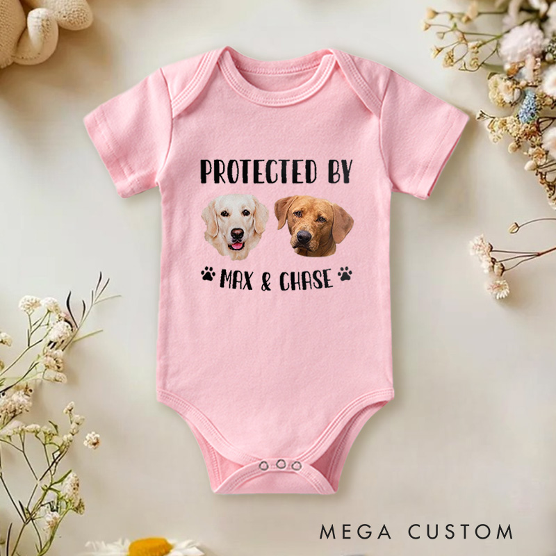 Personalized Protected by Adorable Pet for Family Love Baby Onesie