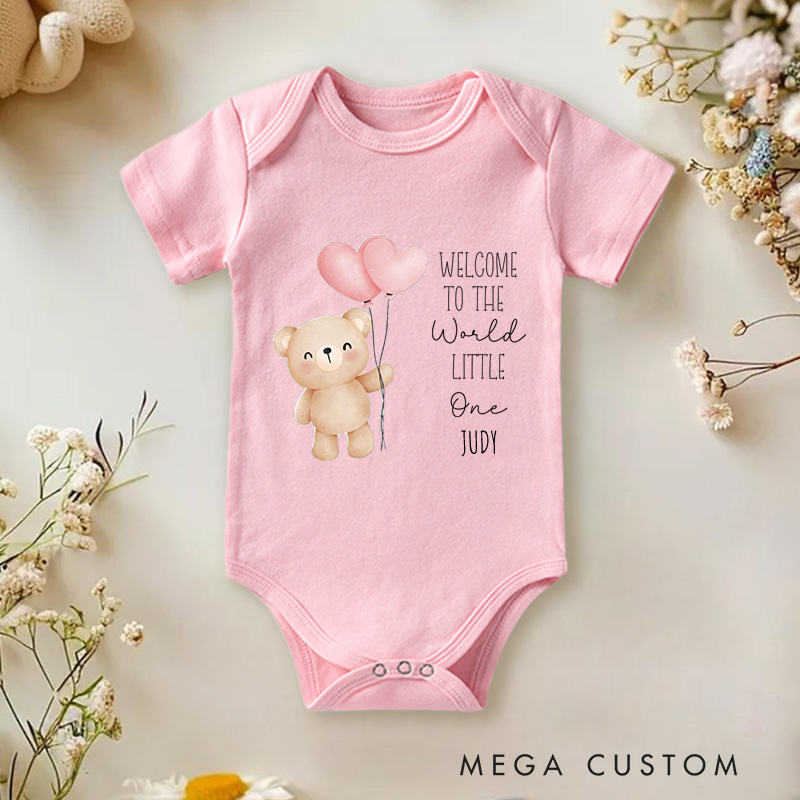Personalized Cute Bear the Yellow Balloon Baby Onesie Cute Baby Gift Baby Shower Gift