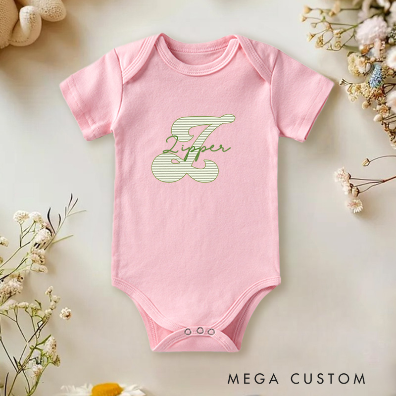 Personalized Name and Letter Design with Stylish and Elegant Touch Baby Onesie