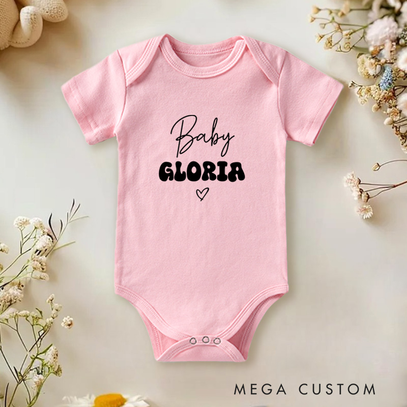 Personalized Baby Name Sweet and Minimalist Heart Design Baby Onesie
