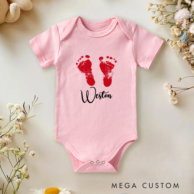 Personalized Name Baby Footprints Design for Heartfelt Gifts Baby Onesie