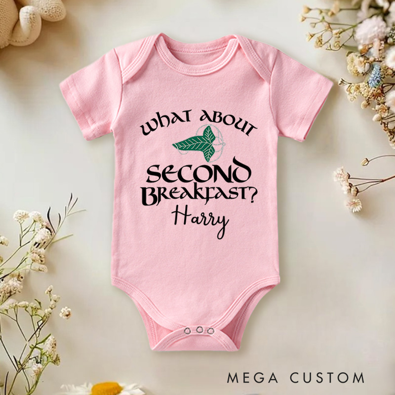 Personalized What About Second Breakfast Baby Onesie Funny Baby Gift