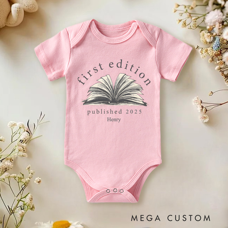 Personalized First Edition Published 2025 Baby Onesie Baby Shower Gift