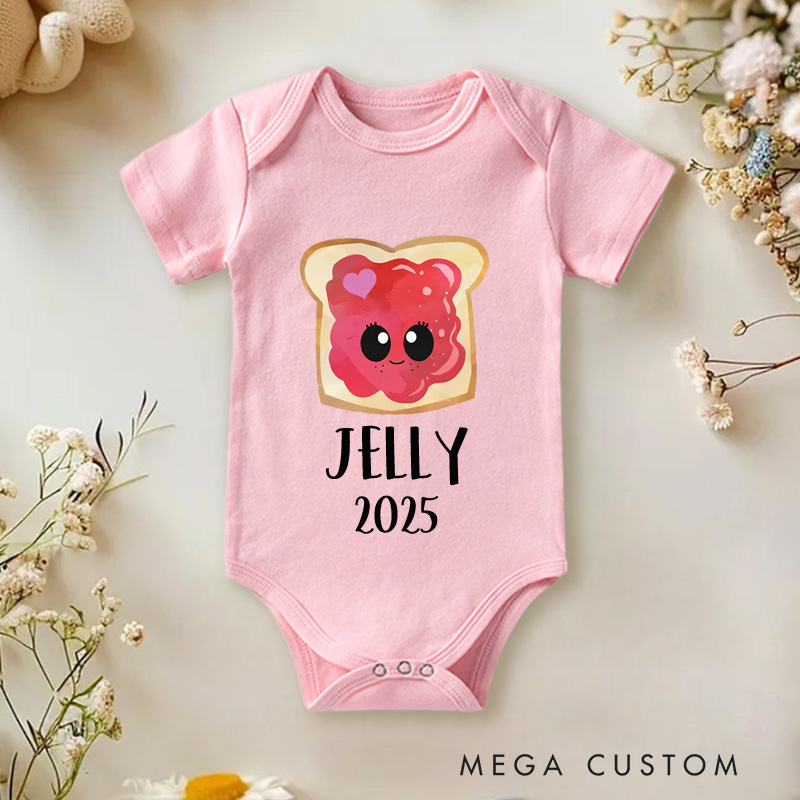Personalized Peanut Butter and Jelly Baby Twin Onesie Funny Baby Gift
