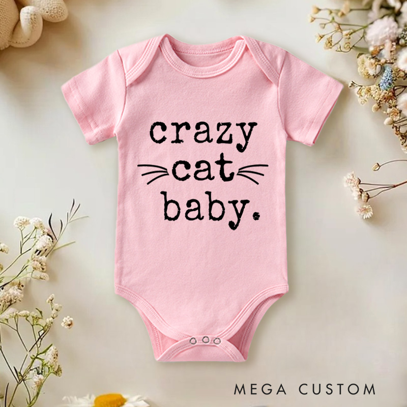 Personalized Crazy Cat Baby Whiskers Baby Onesie Funny Baby Gift