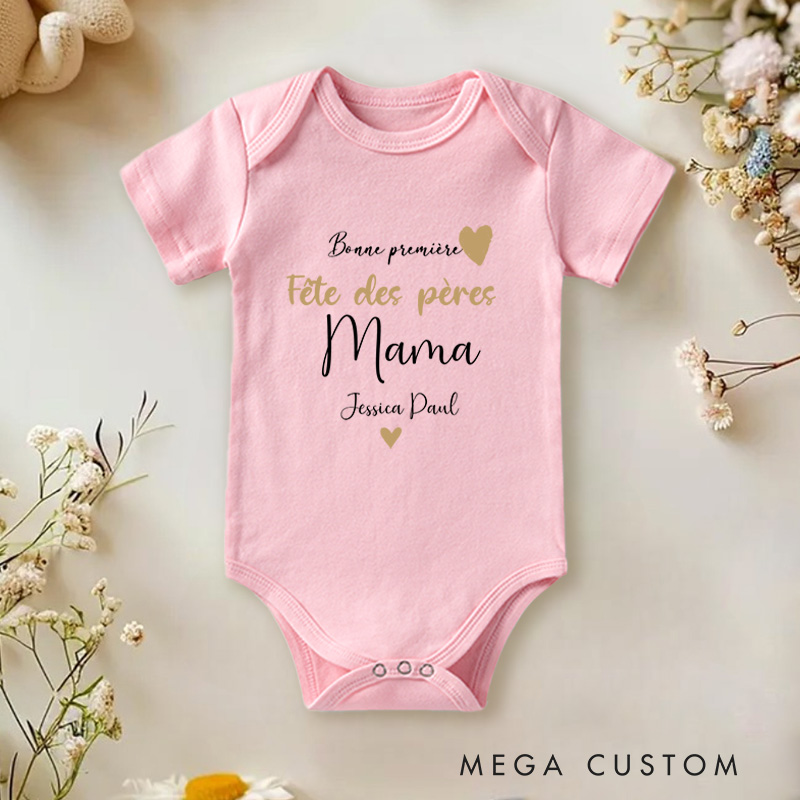Personalized Bonne Premiere Fete des Peres Mama Elegant French Design Baby Onesie