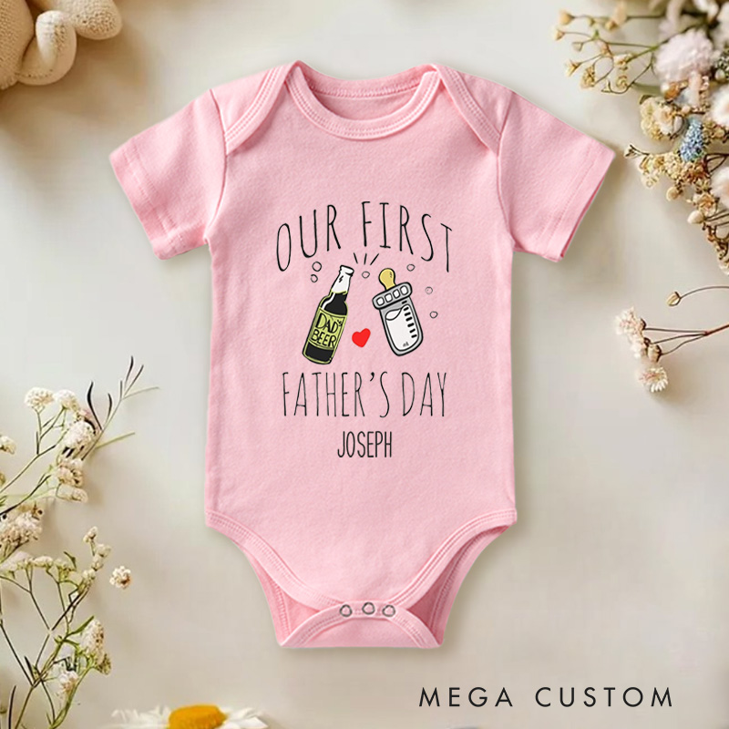Personalized Our First Father’s Day Cute and Memorable Family Celebration Baby Onesie