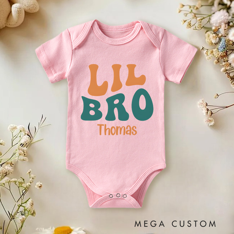Personalized Lil Bro Baby Onesie Funny Baby Gift