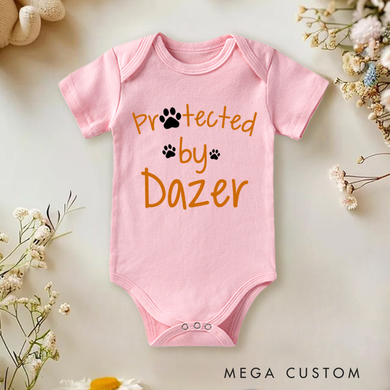 Personalized Protected by Paw Print Baby Onesie Gift for Baby