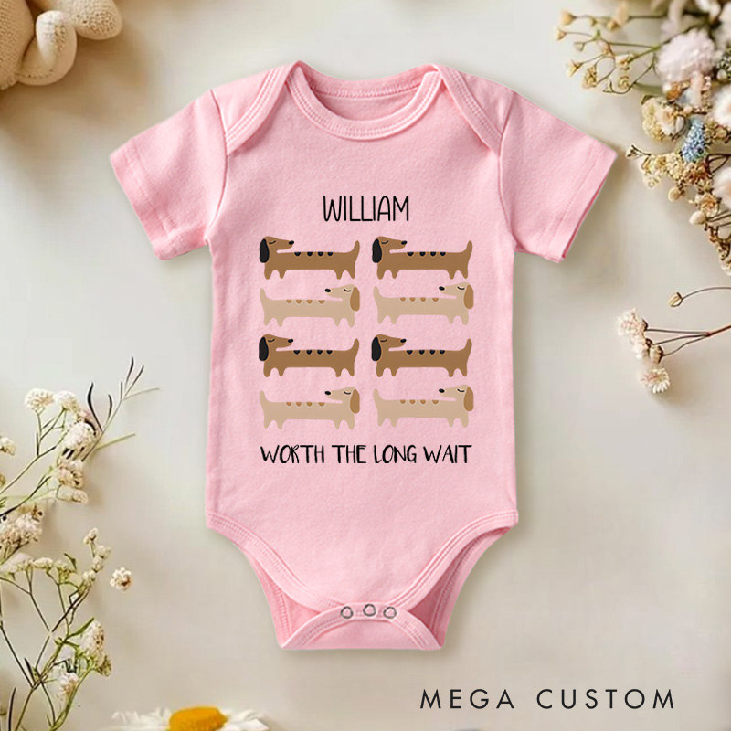 Personalized Worth the Long Wait Dachshund Baby Onesie Newborn Gift