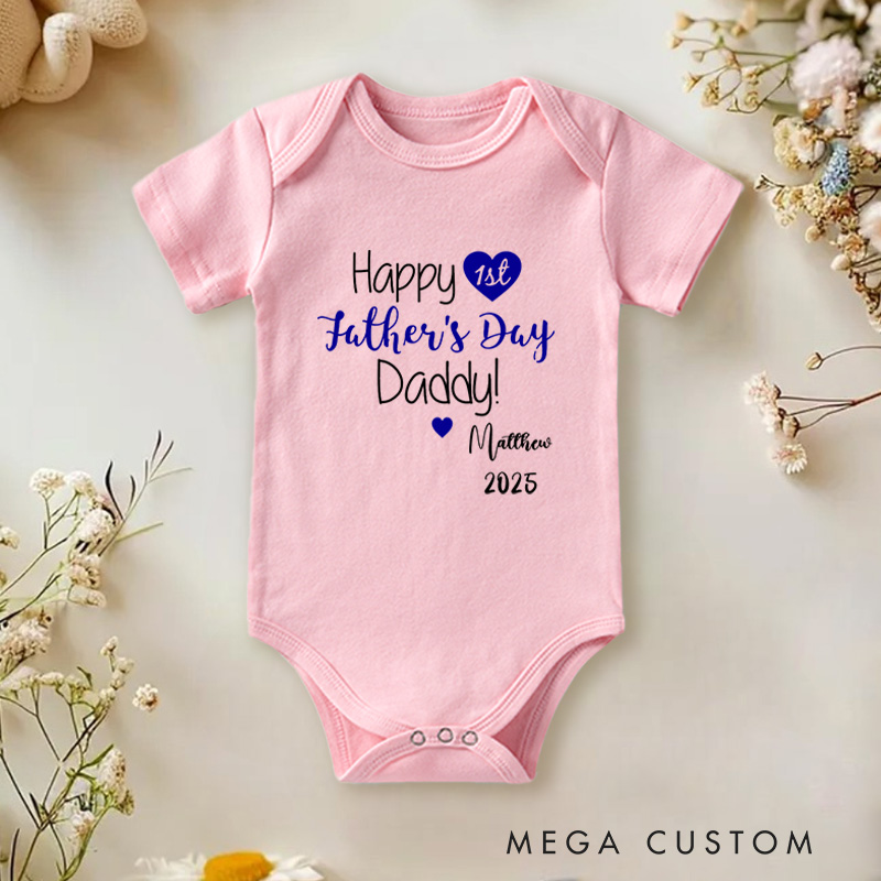 Personalized Happy First Father’s Day Daddy Cute and Heartfelt Family Celebration Baby Onesie