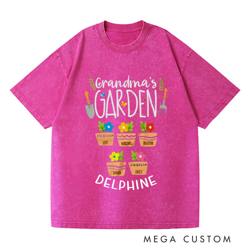 Personalized Grandma's Garden Washed T-Shirts Grandma Gift Nana Shirt Oma Shirt Grandma shirt Grandma Tee Gardening Gifts Mother's Day Gift