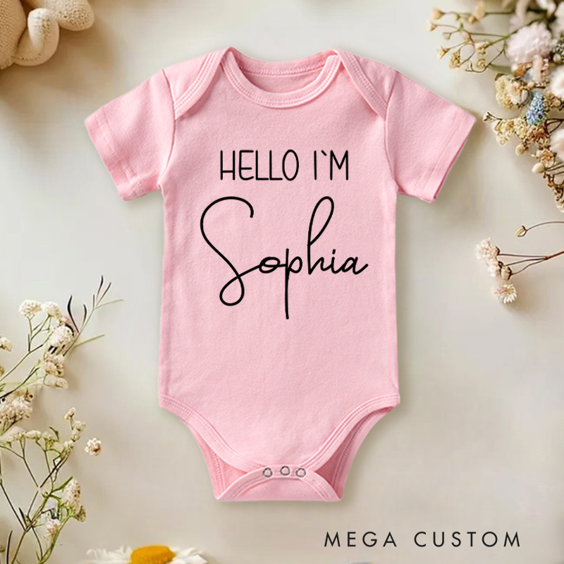 Personalized Hello I'm Minimalist Name Baby Onesie Baby Shower Gift