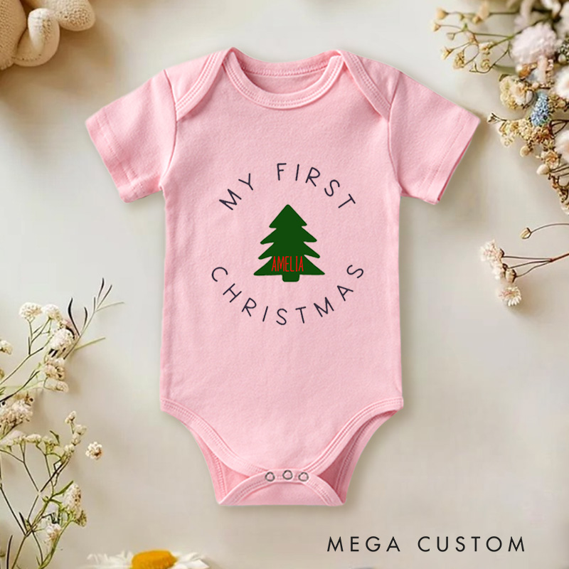 Personalized My First Christmas Elegant and Minimalist Baby’s First Holiday Baby Onesie