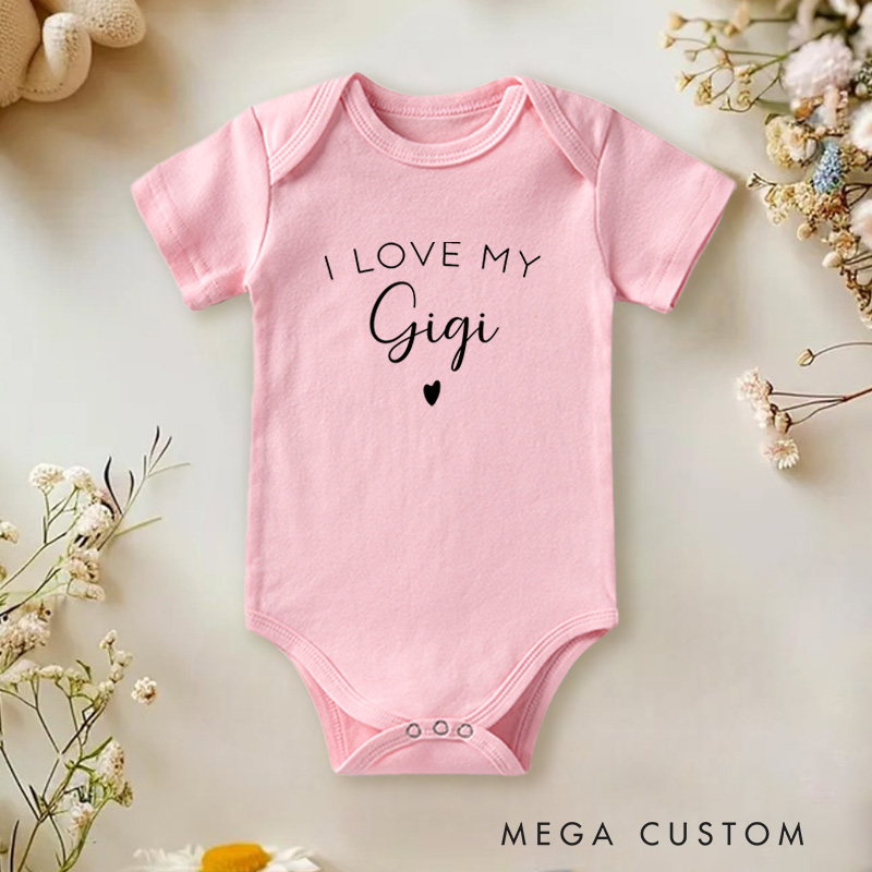 Personalized I Love My Heartfelt and Minimalist Family or Relationship Inspired Baby Onesie