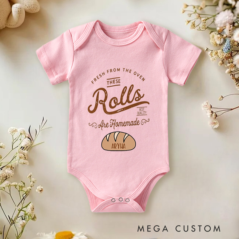 Personalized Fresh from the Oven These Rolls Are Homemade Fun Thanksgiving Baby Onesie