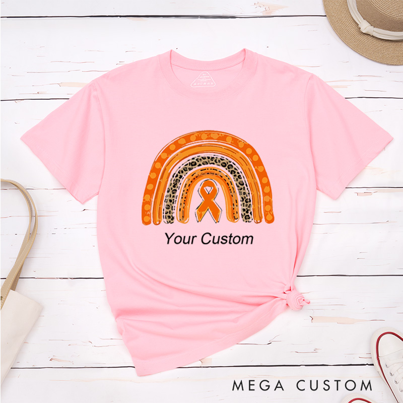 Personalized Leukemia Cancer Awareness Kidney Cancer Rainbow Fighter Support T-Shirt