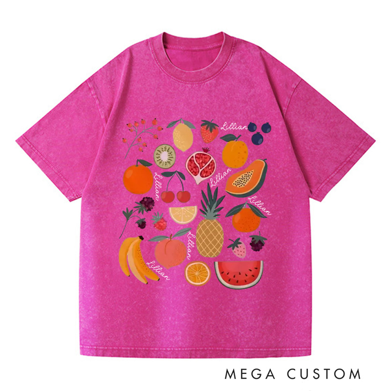 Personalized Cute Fruit Washed T-Shirts Garden Shirt Strawberry Shirt Pineapple Shirt Aesthetic Clothing Botanical Shirt Gift For Garden Lovers