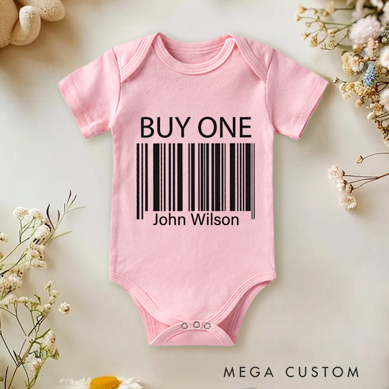 Personalized Buy One Get One Free Clever Twin Humor Barcode Baby Twin Onesie