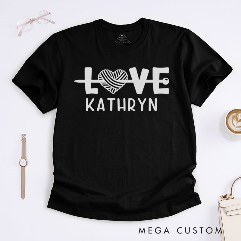 Personalized Love Classic T-Shirts Gift for Knitting Lovers knit Gift Funny Knitting Shirt