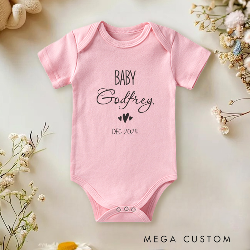 Personalized Baby Name and Date Elegant and Minimalist Baby Onesie  