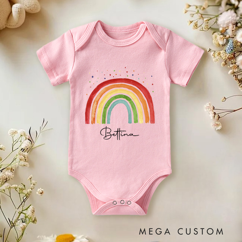 Personalized Rainbow Minimalist and Colorful Inspirational Baby Design Baby Onesie  
