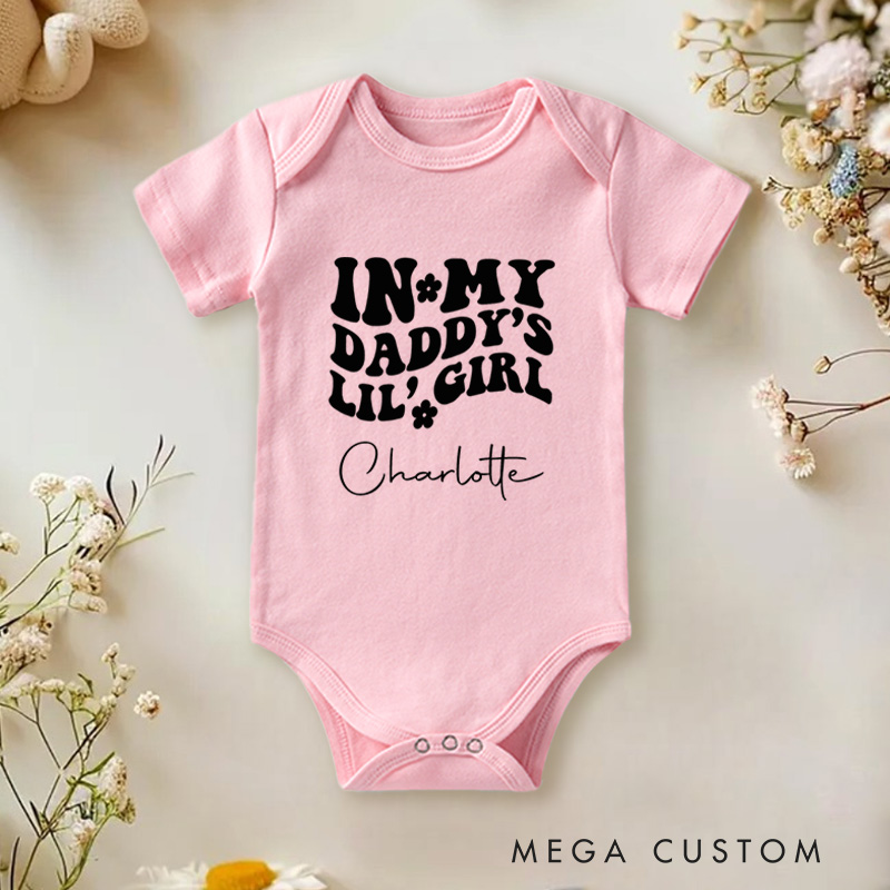 Personalized In My Daddy’s Lil Girl Fun and Adorable Family Quote Baby Onesie  