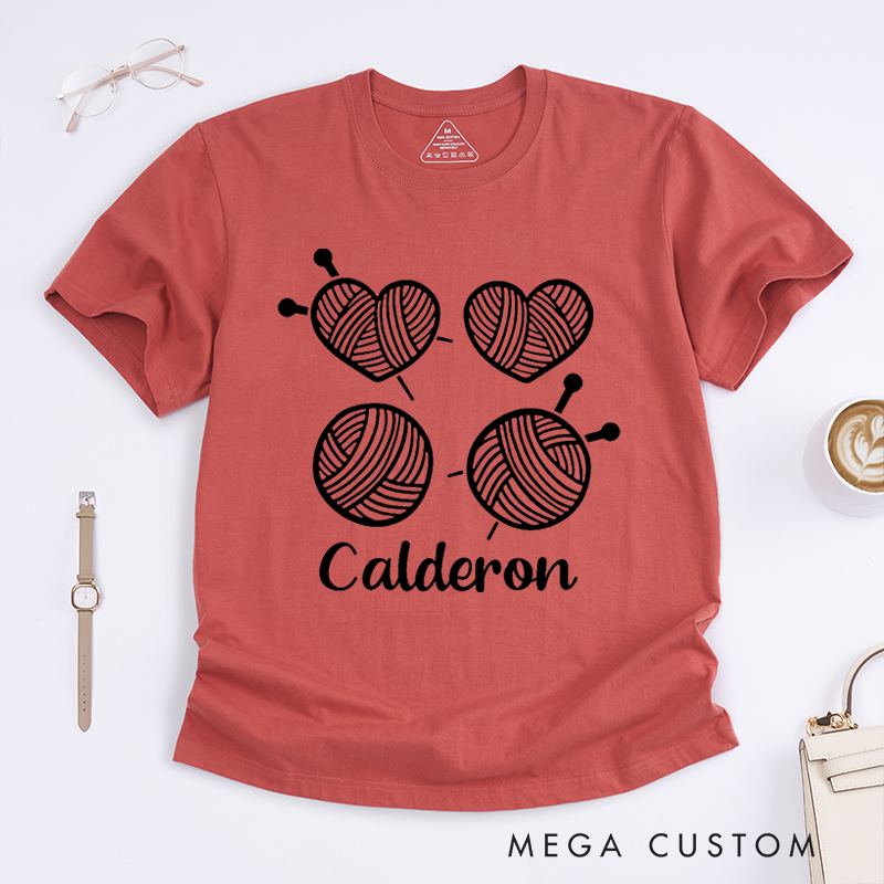 Personalized Knitting Classic T-Shirts Gift for Knitting Lovers Funny Yarn Design Shirt Cute Knitting Tee