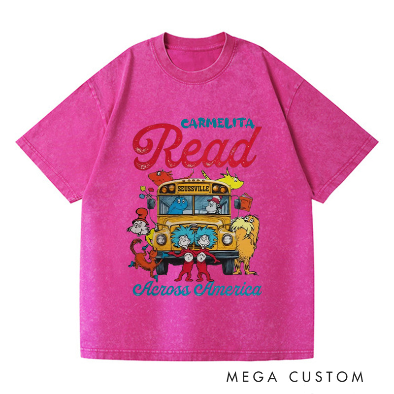 Personalized Read Across America Washed T-Shirts Reading Day T-shirt Reading Week Matching Shirt Book Lover Gift