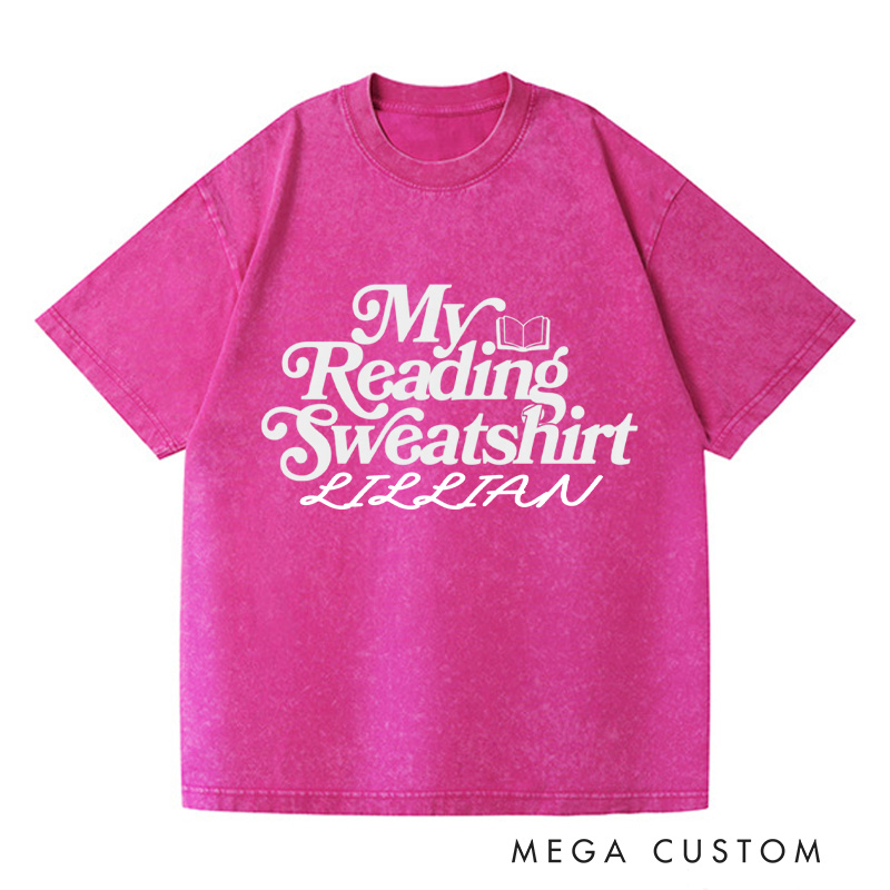 Personalized My Reading Sweatshirt Washed T-Shirts Reading Shirt Customized Name Shirt Book Tee Gift for Book Lover